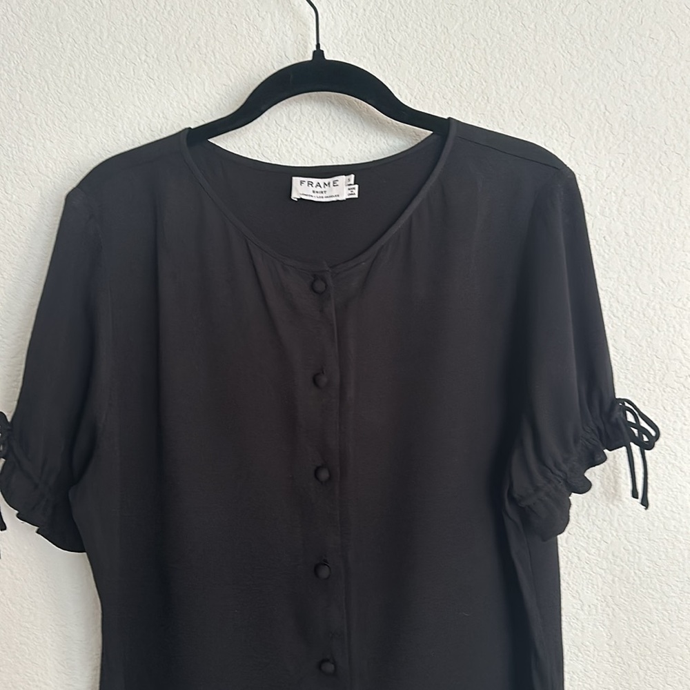 FRAME noir black button front rayon blouse S - Picture 5 of 8